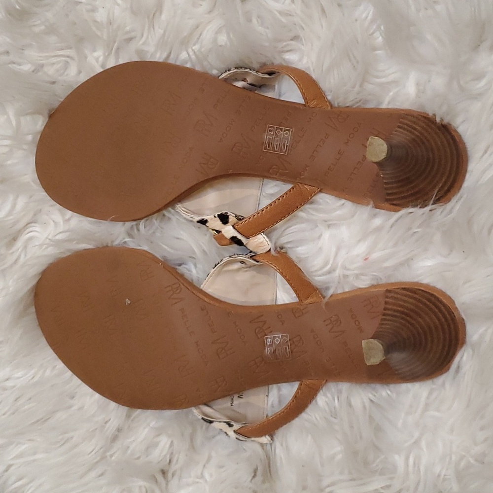 Pelle Moda Leopard Print Pony Hair Sandals Kitten Heels Size 8.5 - Picture 7 of 7